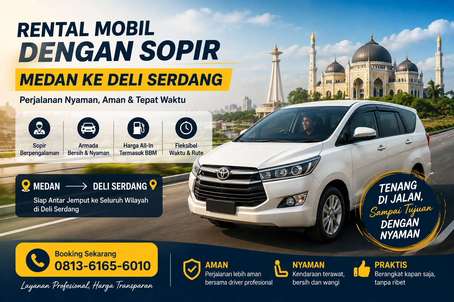 Rental mobil dengan sopir medan ke deli serdang