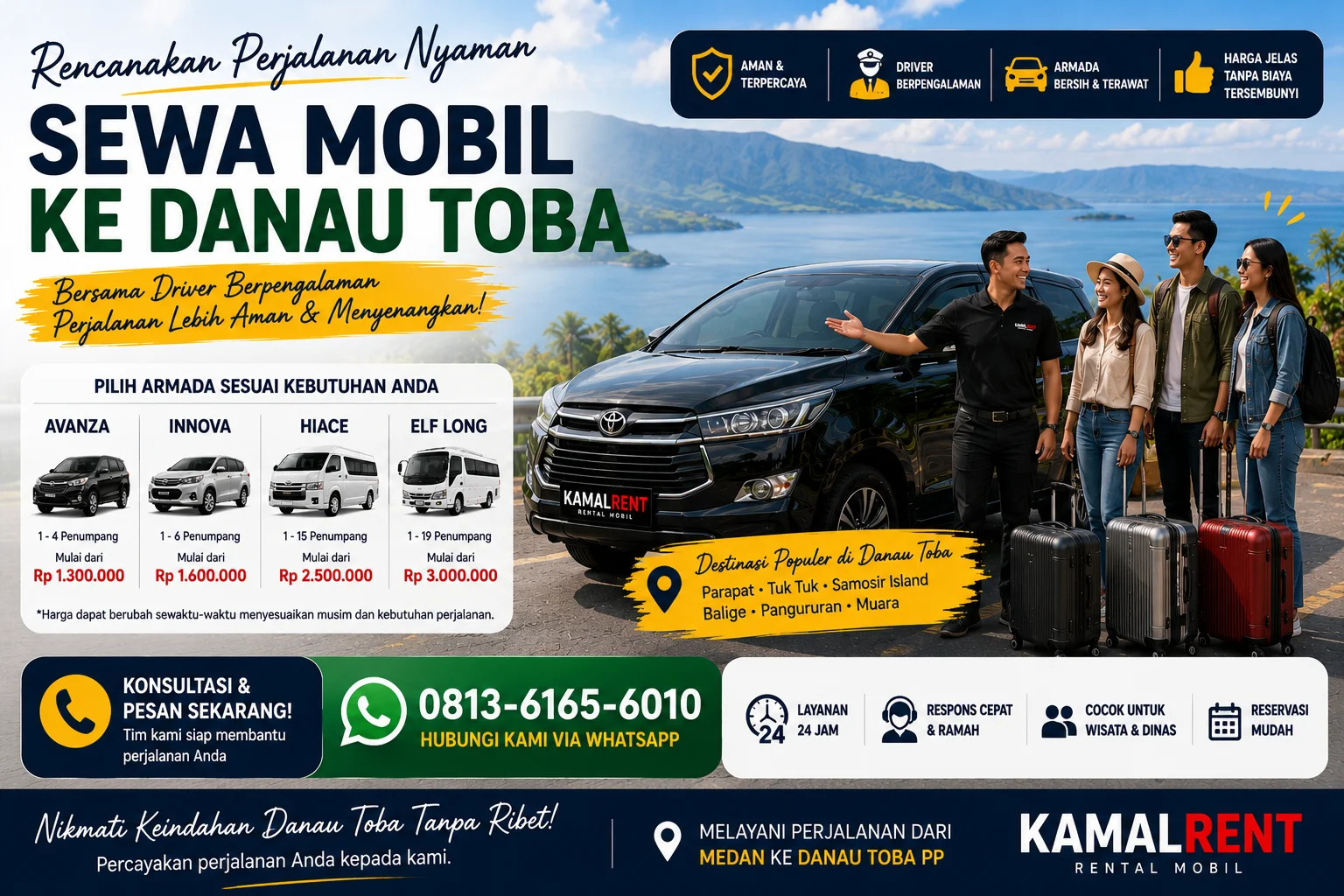Biaya sewa mobil ke danau toba