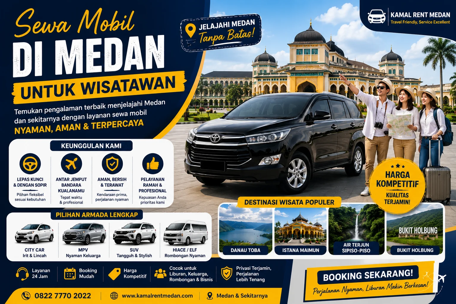 Sewa mobil di medan untuk wisatawan