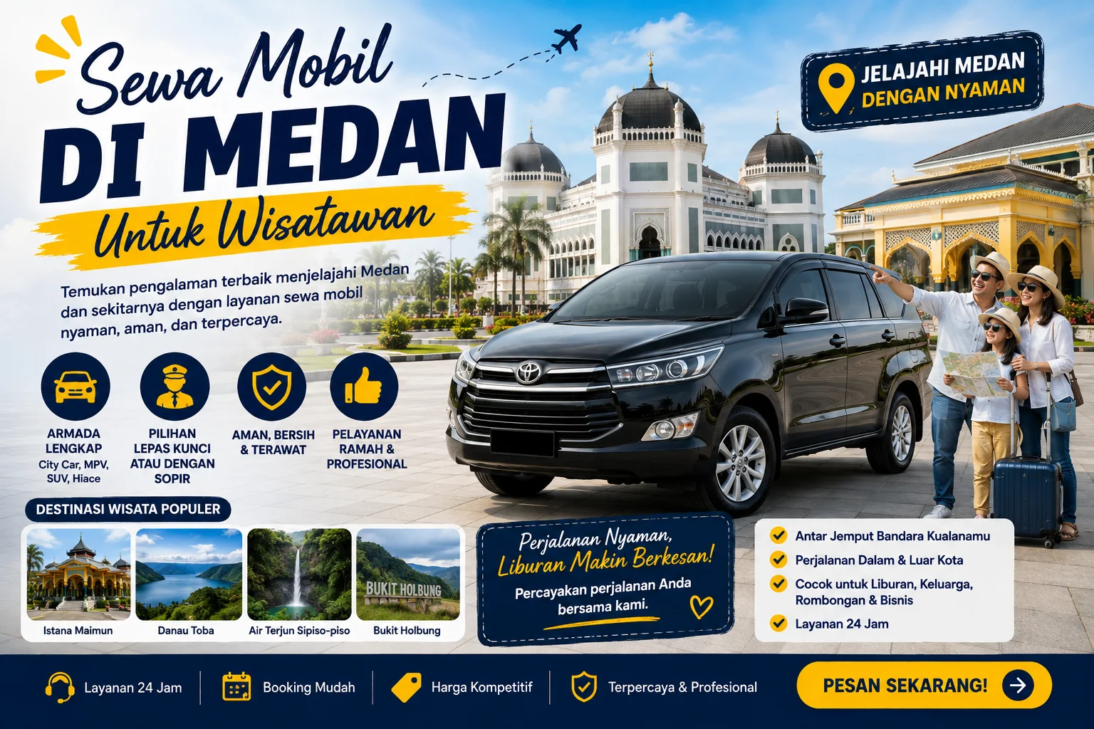 Sewa mobil di medan untuk wisatawan