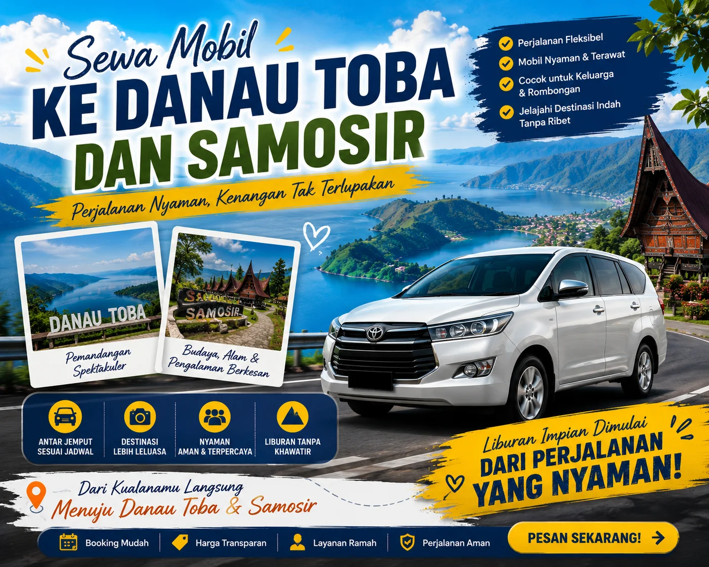 Sewa mobil ke danau toba ke samosir