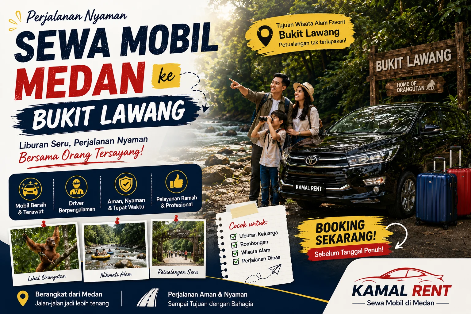 Sewa mobil medan ke bukit lawang terdekat