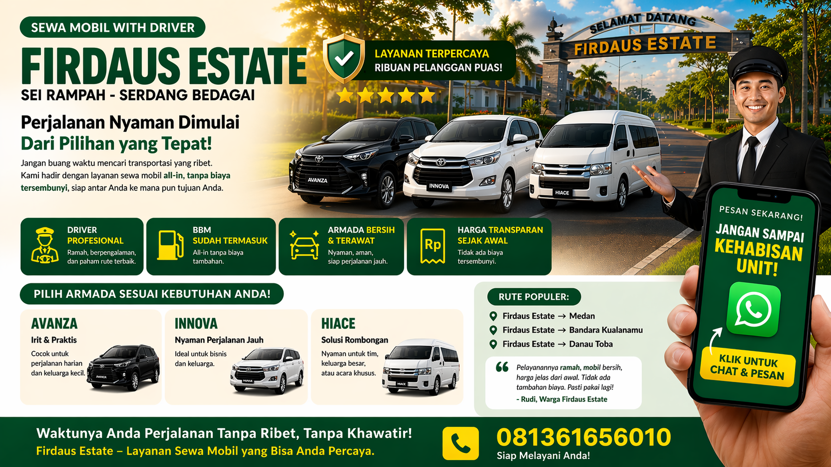 sewa mobil firdaus estate pesan sekarang