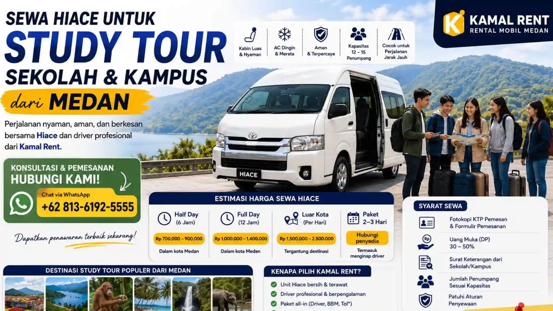 sewa hiace untuk study tour medan