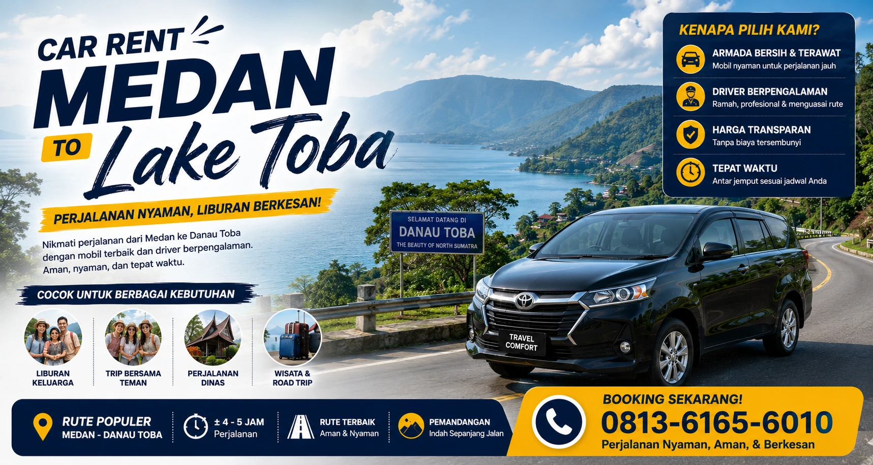 Car rent medan to lake toba
