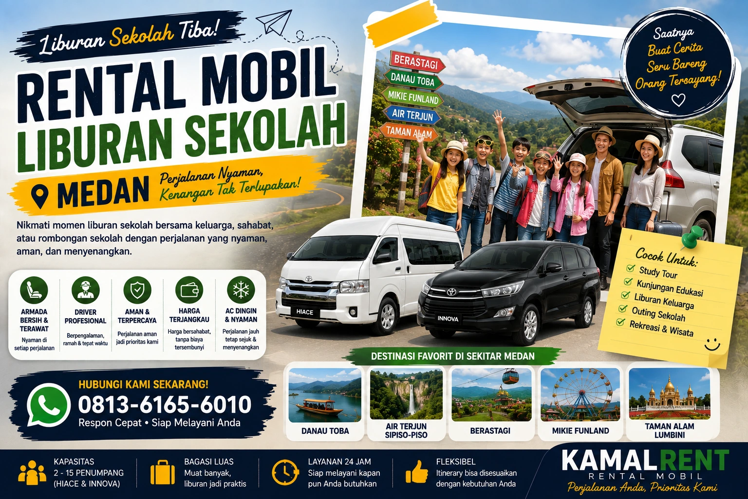 Rental mobil liburan sekolah medan 