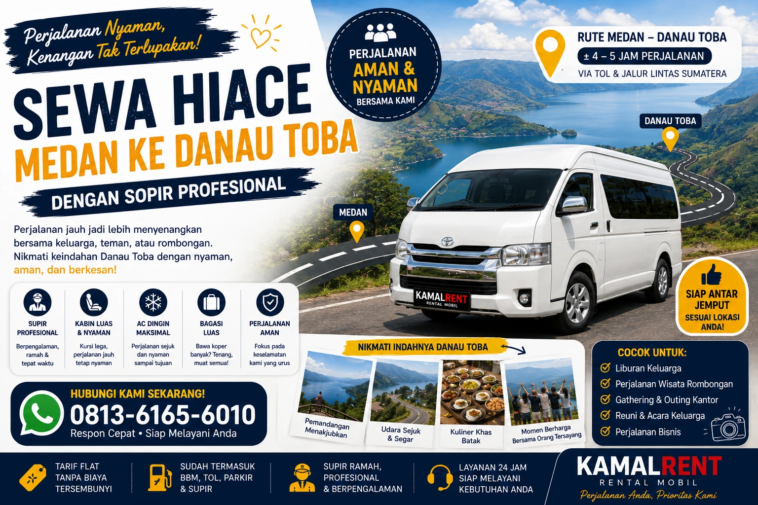 Sewa hiace medan ke danau toba terdekat