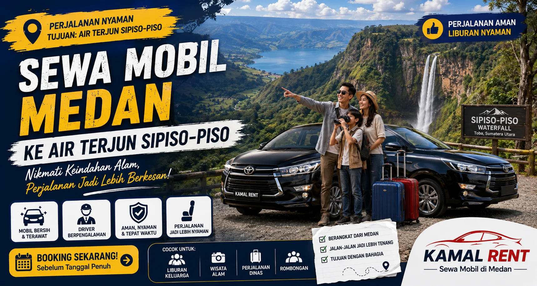 Sewa mobil medan ke air terjun sipiso-piso