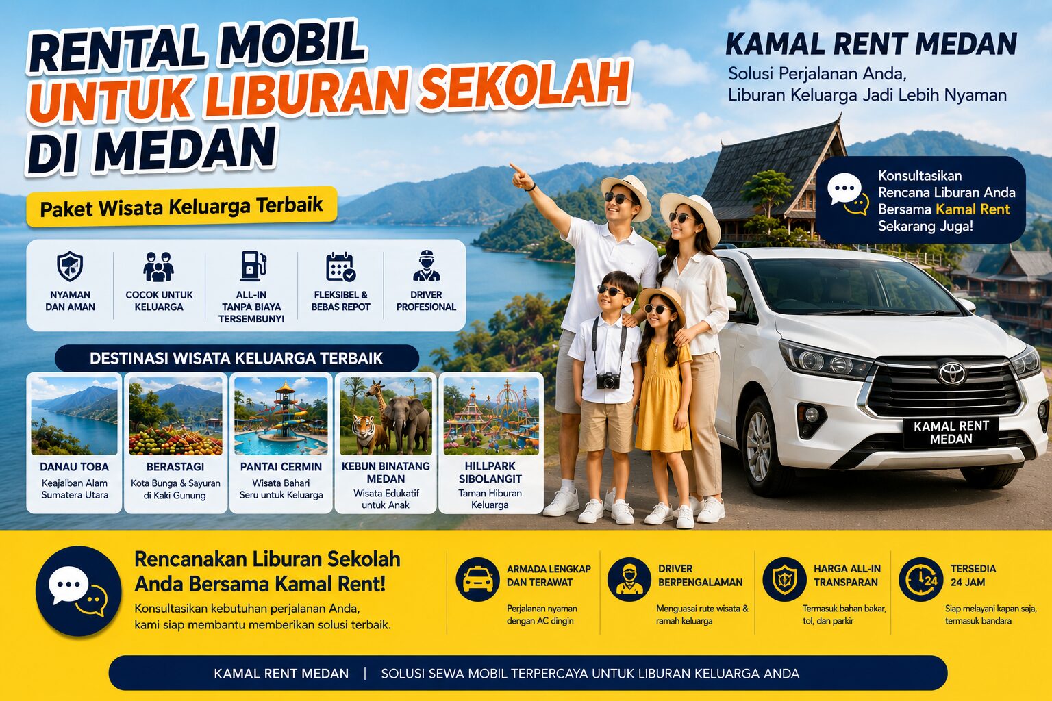 rental mobil liburan sekolah medan kamal rent