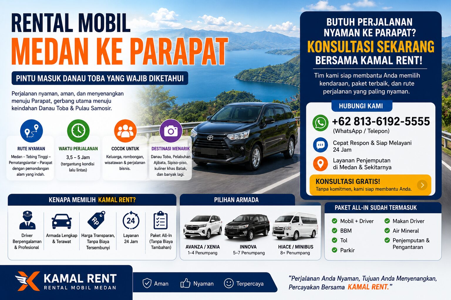 rental mobil medan ke parapat terdekat