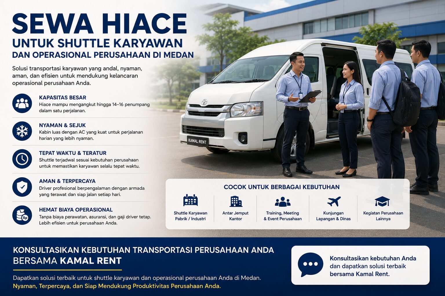 sewa hiace perusahaan kamal rent