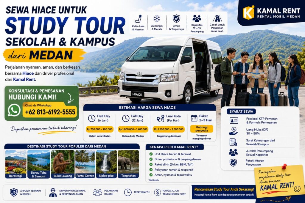 sewa hiace untuk study tour kamal rent