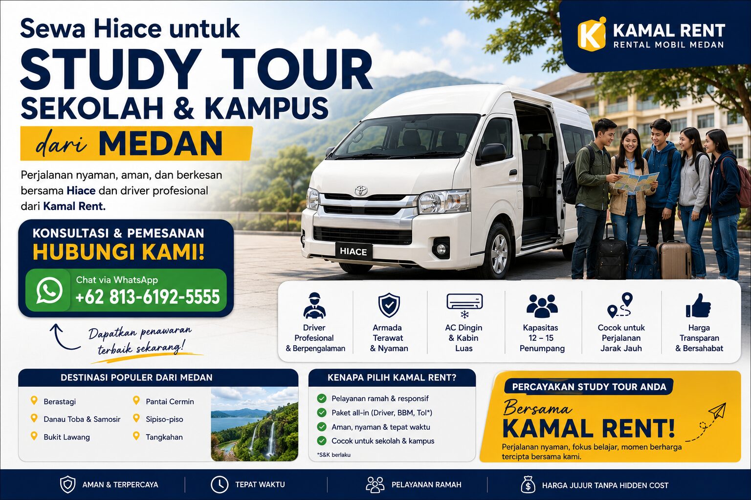 sewa hiace untuk study tour medan