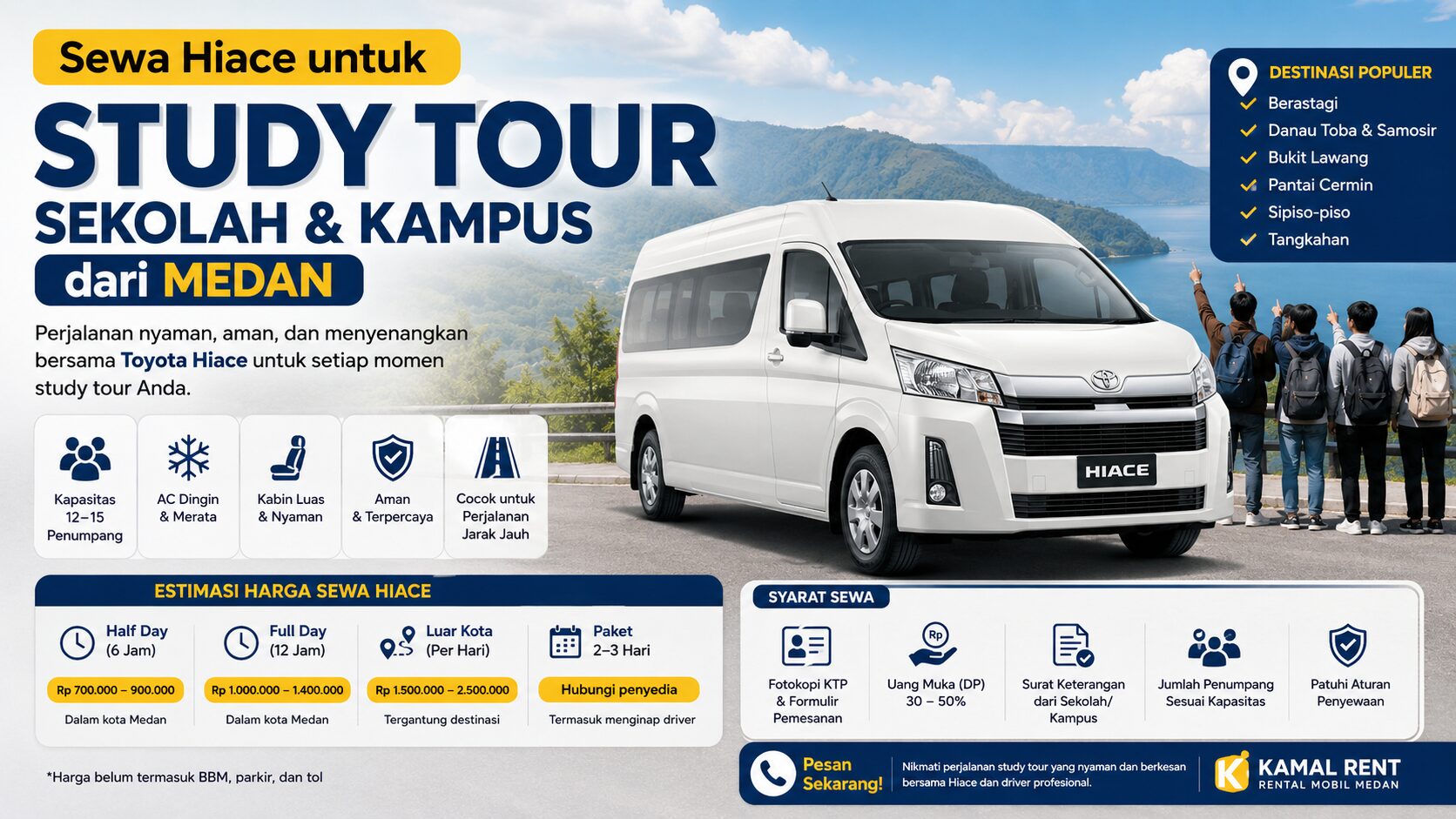 sewa hiace untuk study tour