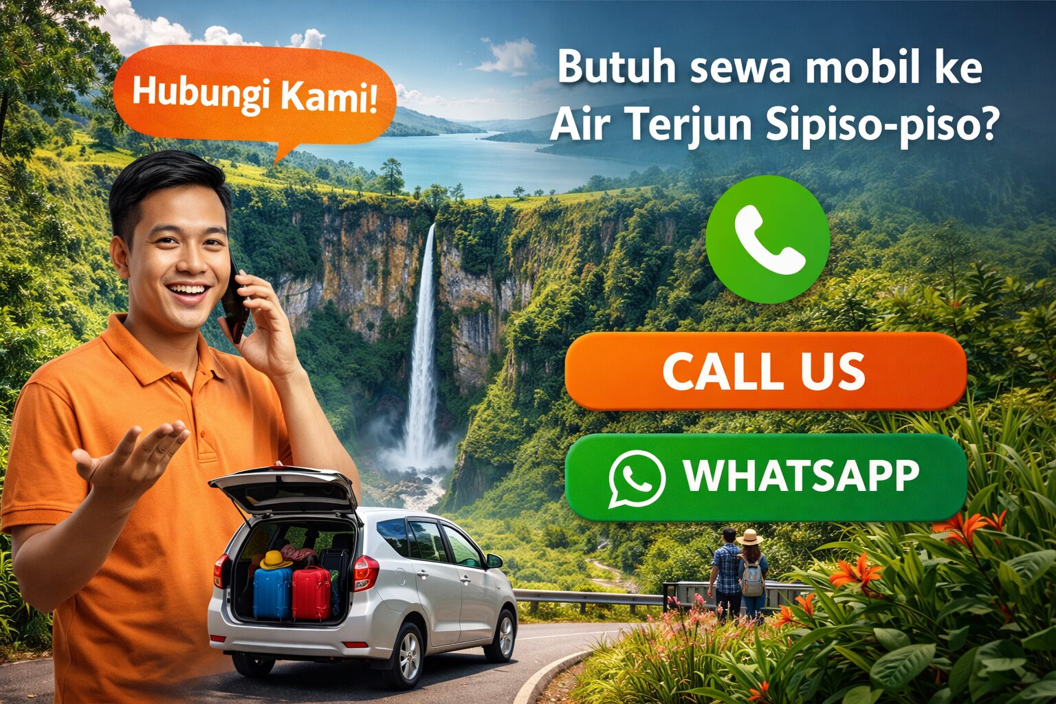 sewa mobil medan ke air terjun sipiso-piso terdekat