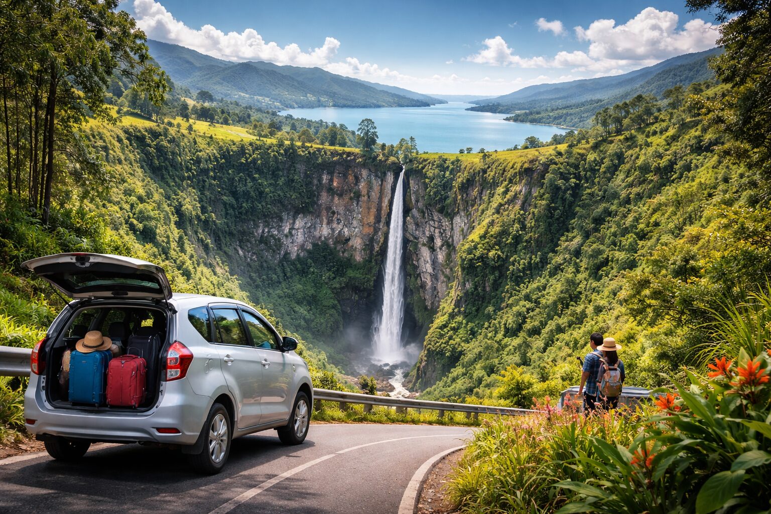 sewa mobil medan ke air terjun sipiso piso
