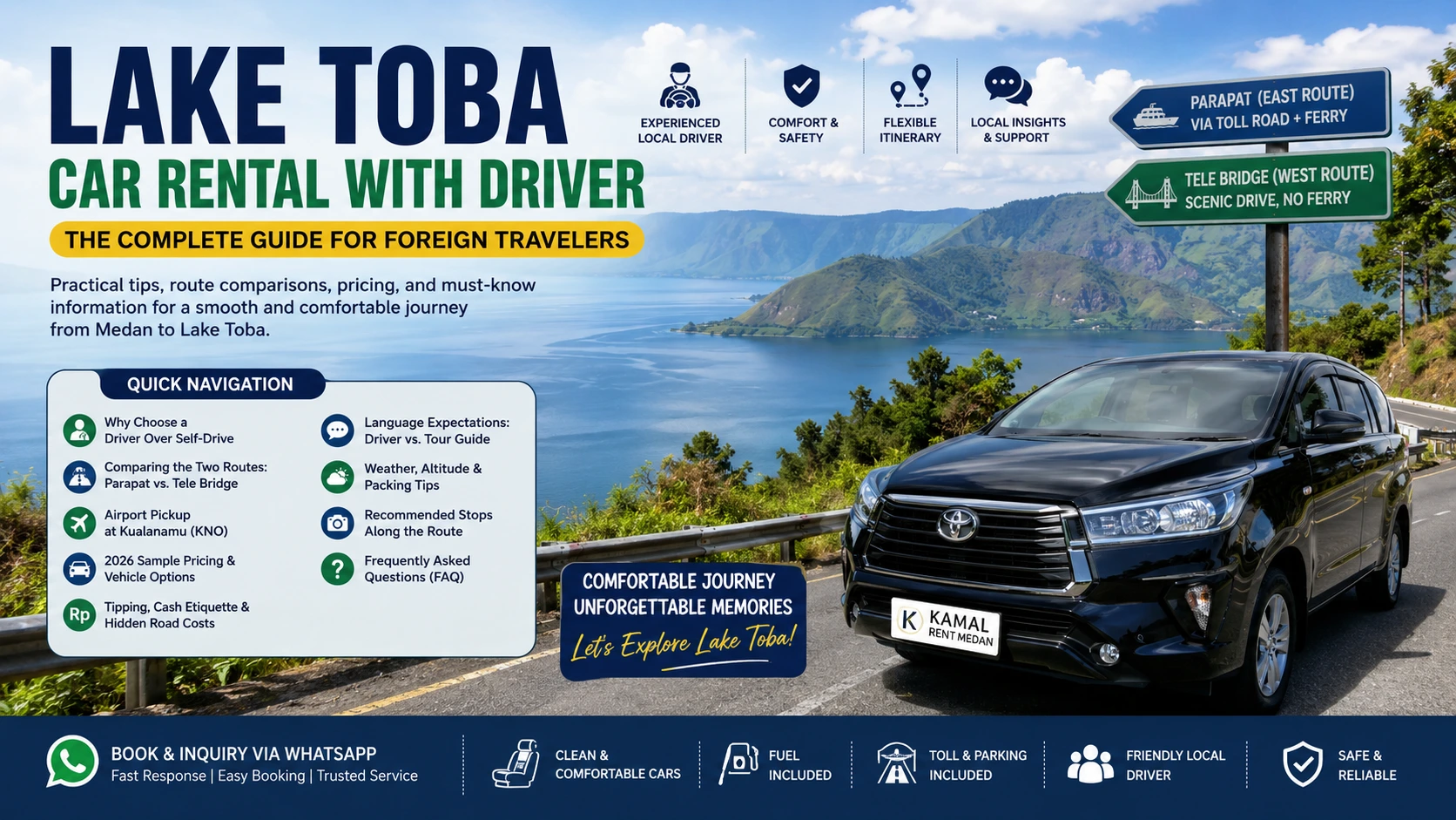 Lake Toba Car Rental with Driver