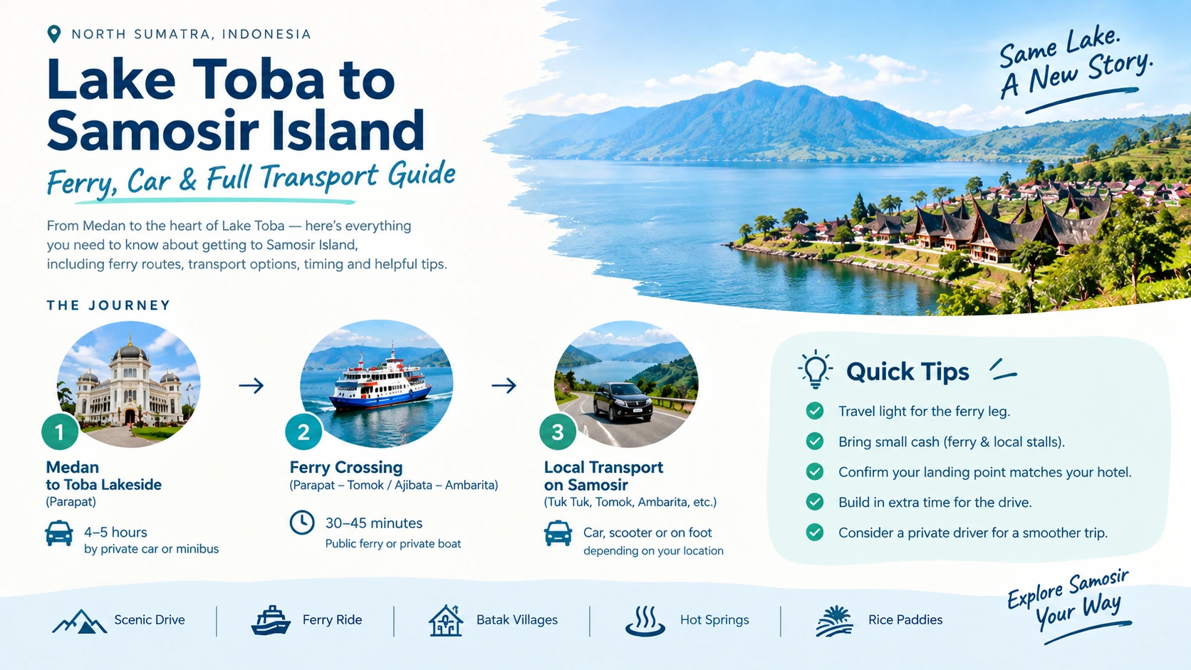 Lake Toba to Samosir Island transport Sumatera Utara
