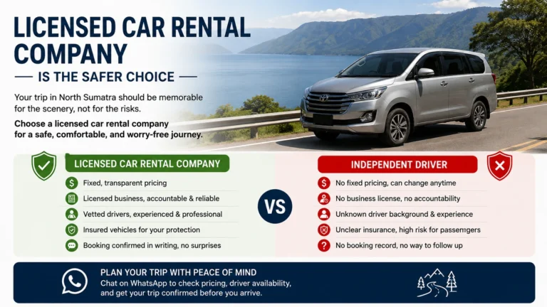 Licensed car rent in Medan vs independent driver