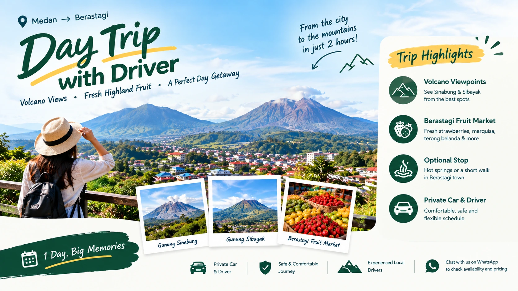 Medan to Berastagi Day Trip with Driver Kamal rent